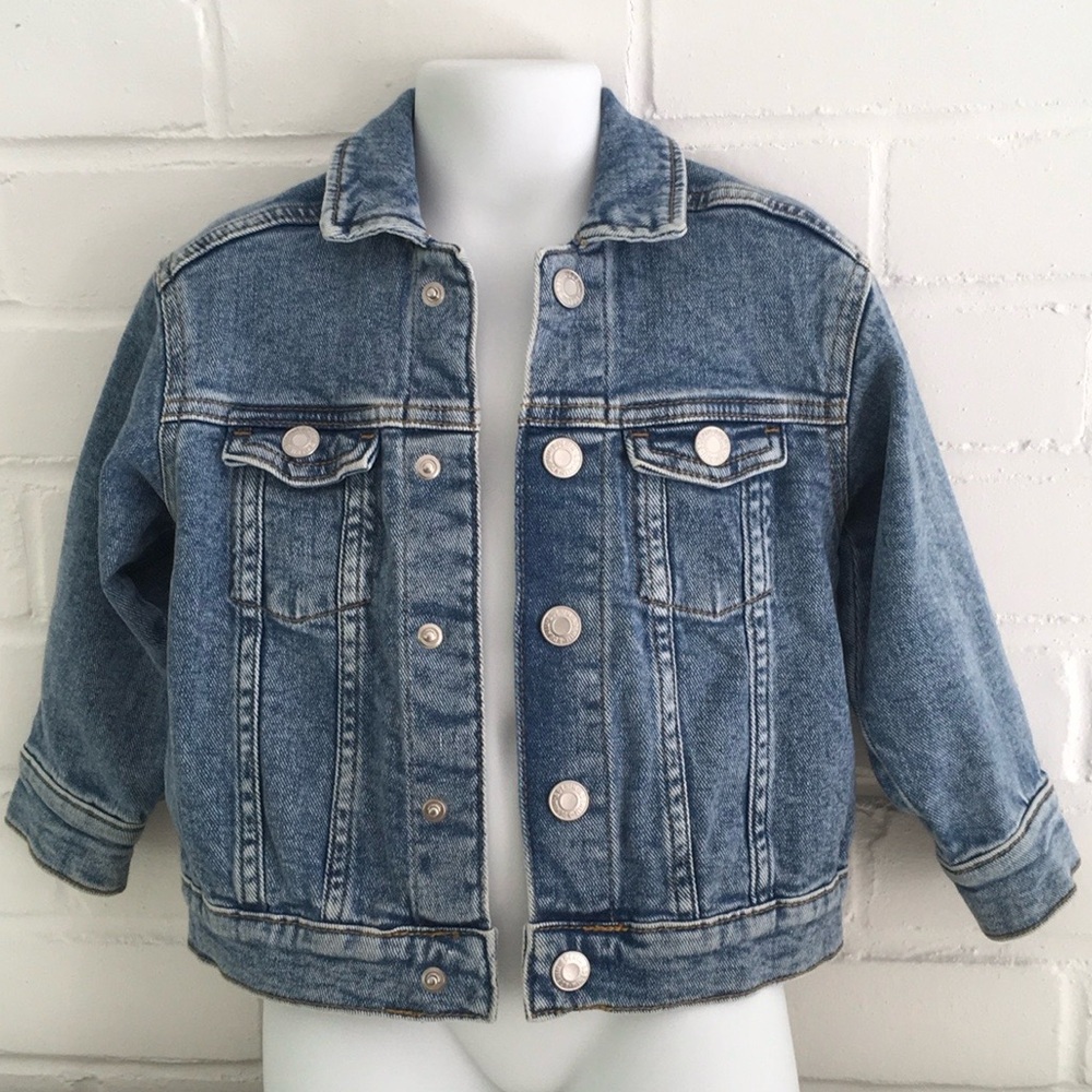 Girls Size 3T Classic White Washed Blue Denim Jacket